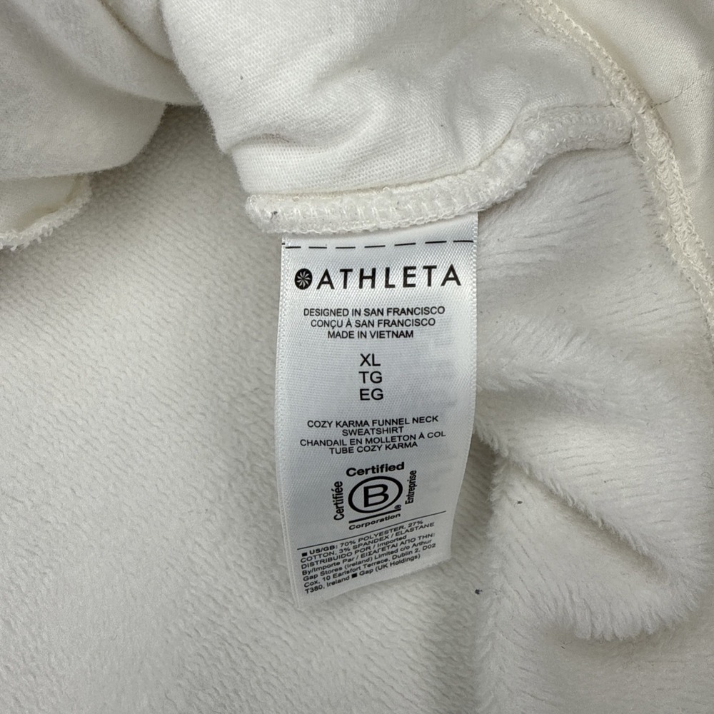 Athleta White Fleece Mock Neck Top XL Oversized Cozy Quiet Luxury Athleisure - Picture 11 of 14